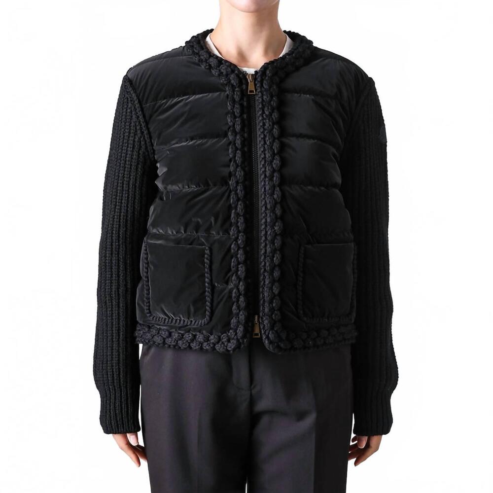 NEW MONCLER down-filled cardigan knitted cardigan in black